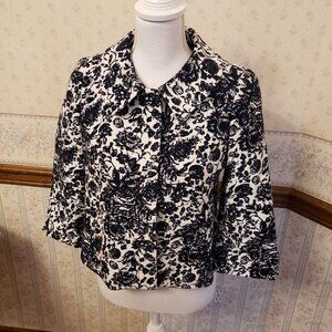 TALBOTS VINTAGE WOVEN 100% COTTON SWING JACKET WITH 3/4 SLEEVES -- PETITE SZ 4